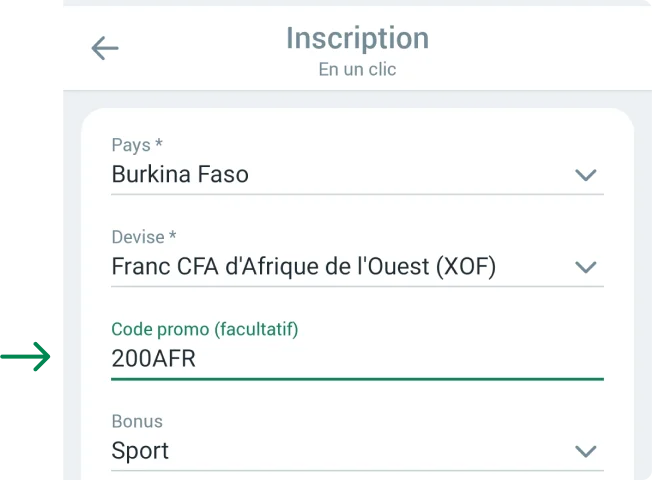 Comment s'inscrire avec le code promo Betwinner Apk Burkina Faso