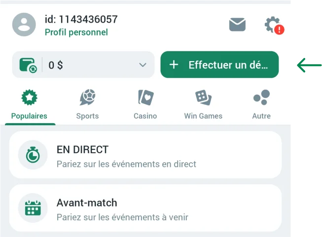 Pour effectuer un dépôt Betwinner Apk Burkina Faso